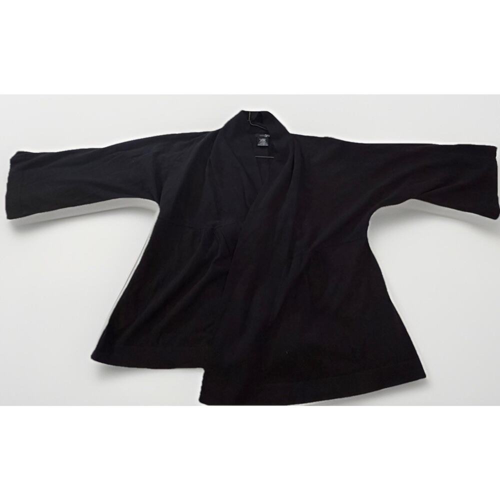 east 5th Black Open Front Long Sleeve Mid-Length Kimono Jacket Womens XL